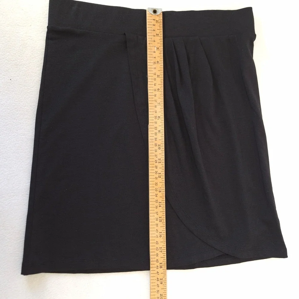 Toad&Co Adella Skirt Black Small Eco Organic Cotton Draped Wrap Mini Casual Chic